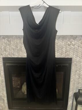 A New Day Target Black Cowl Neck Ruched Midi Dress Size L NWT Stretch Lyocell